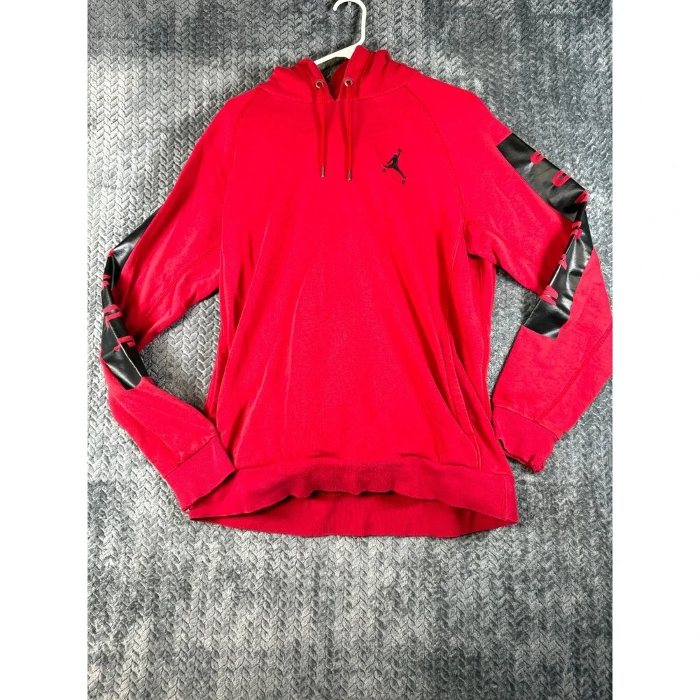 Air Jordan Jumpman Hoodie Mens Large‎ Red Knit Cotton Embroidered Logo Outerwear